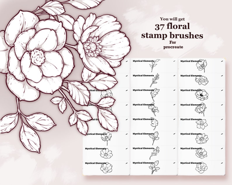 Mystical Flower Mushroom Procreate Elements Stamp Brushes Mystic