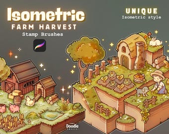 Isometric Farm Harvest Procreate Stamp Brushes ( NEW ISOMETRIC COLLECTION )