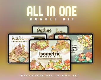 Paquete de pinceles TODO EN UNO para Procreate / Pinceles de contorno, acuarela y tinta con textura / Más de 900 pinceles para Procreate - TheDoodleSweets