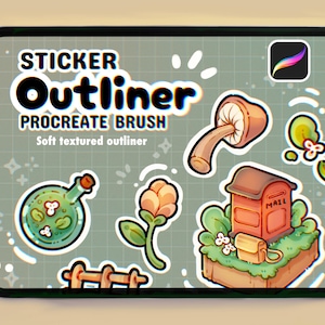 My Sticker Outliner Brush Set | Soft Textured Lineart Brushes for Procreate | Procreate Texture Paint Brushes | Soft Oil Chalk Brush set