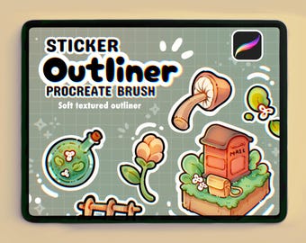 My Sticker Outliner Brush Set | Soft Textured Lineart Brushes for Procreate | Procreate Texture Paint Brushes | Soft Oil Chalk Brush set