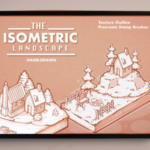 Pennelli per timbri Procreate Paesaggio Isometrico / Pennello Procreate per la creazione di mappe isometriche / Pennello per timbri Mini-Casa Testurizzata per Procreate