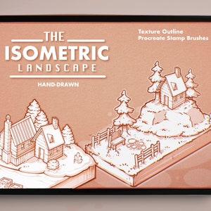 The Isometric Landscape Procreate Stamp Brushes | Isometric Map Builder Procreate Brush | Textured Mini House Stamp Brush for Procreate