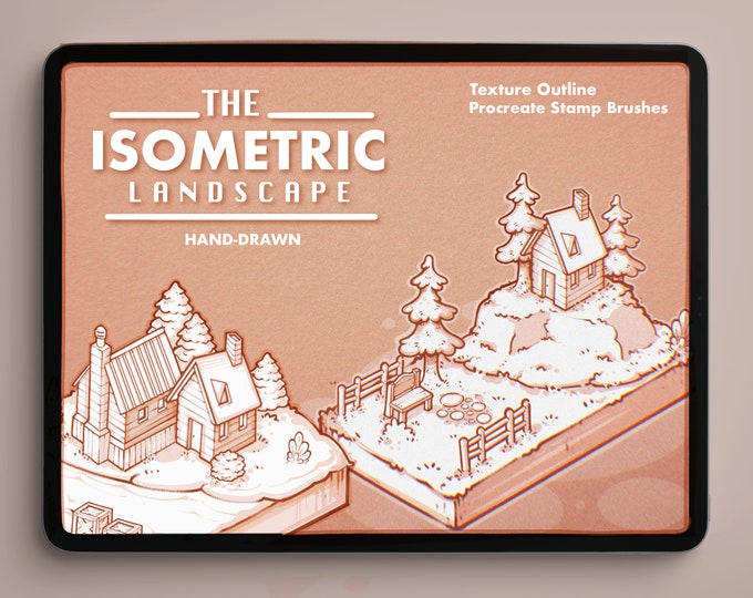 The Isometric Landscape Procreate Stamp Brushes | Isometric Map Builder ...