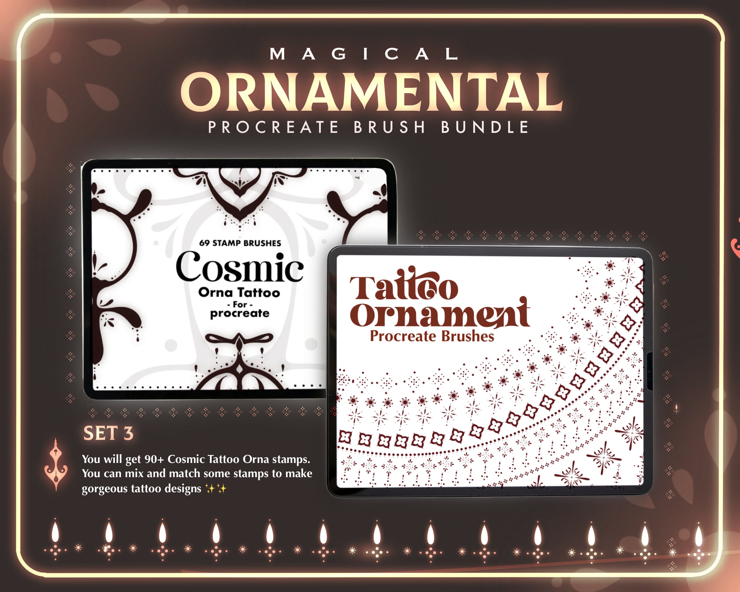 225 Ornaments Procreate Stamp Brushes | Minimalist Ornaments Brush Set ...