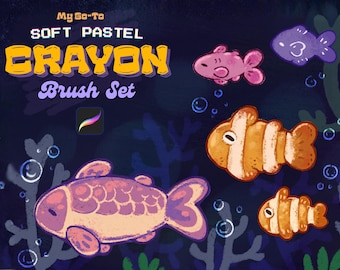 Soft Pastel Crayon Outline Brush Set | Soft Textured Outline Brushes for Procreate | Procreate Texture outline Brush | Soft Oil Chalk Brush