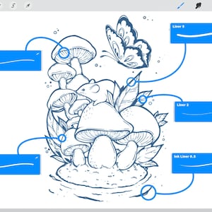My Fine Liners Procreate Brushes | Mono Fineliner Ink Brush Set | Micron Pen Brushes for Procreate | Ink Outline set image 2