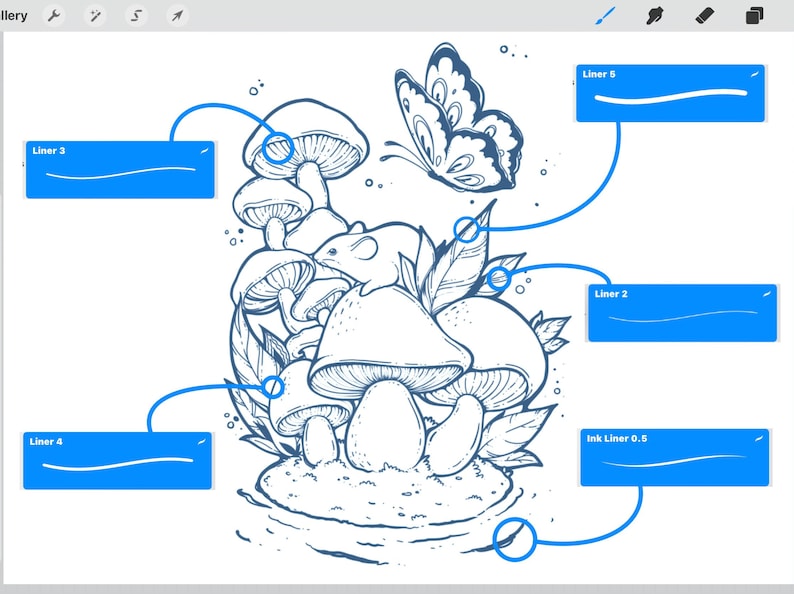 My Fine Liners Procreate Brushes | Mono Fineliner Ink Brush Set | Micron Pen Brushes for Procreate | Ink Outline set image 2