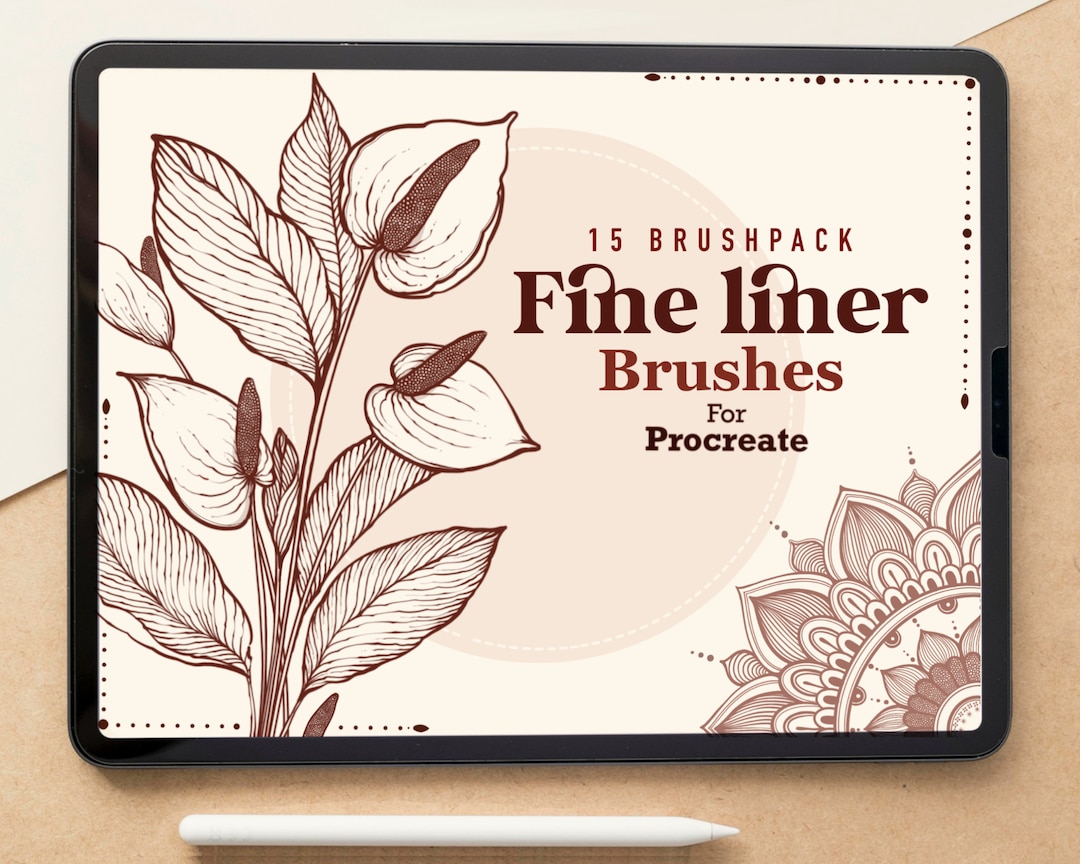 15 Fine Line Procreate Brushes Mono Fineliner Ink Brush Set Micron Pen