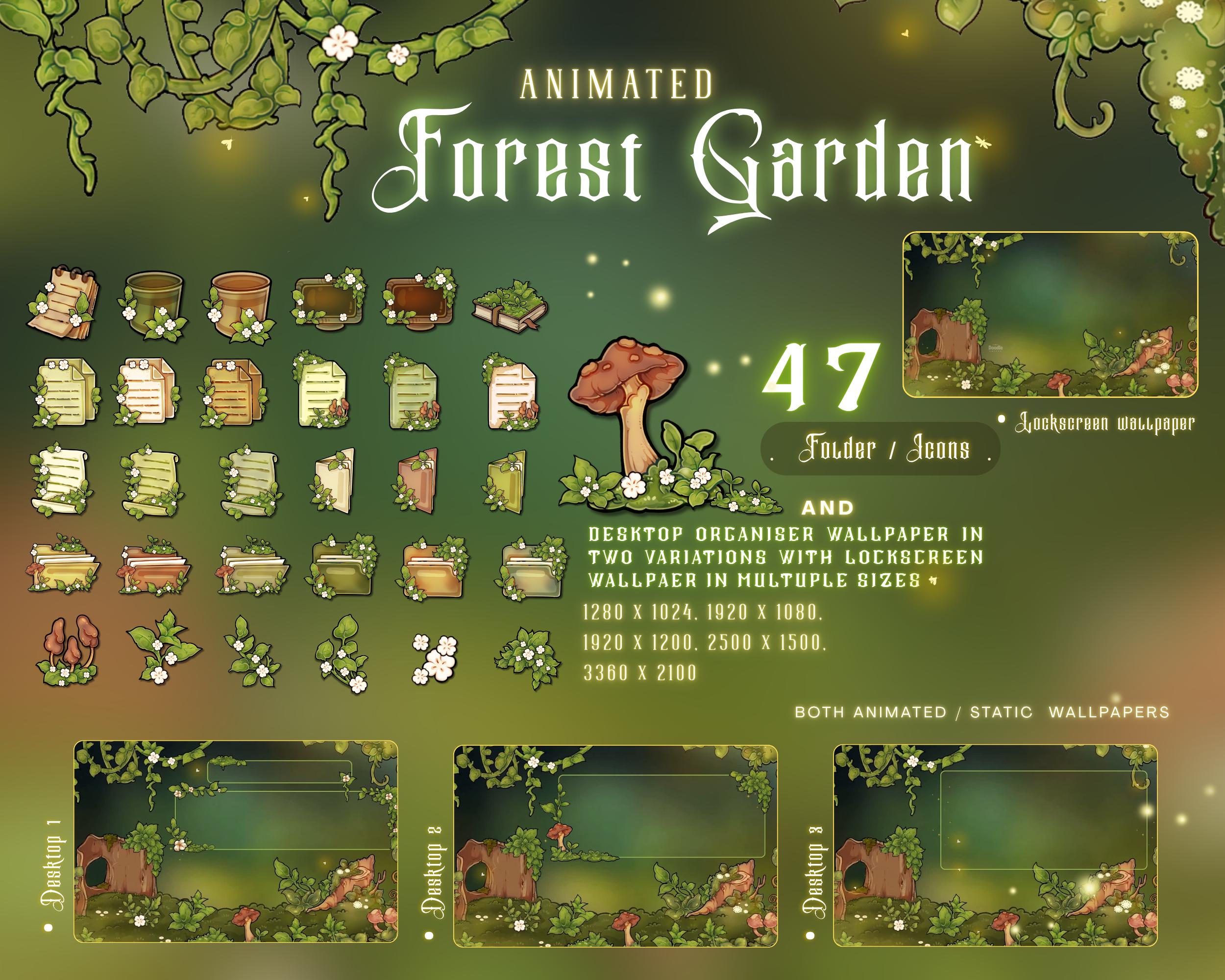 Forest Garden Theme Background Wallpaper Organizer Set | Cute Cozy ...