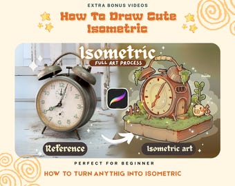 How to turn reference into a full isometric illustration ( full Video), full beginner friendly tutorial  for Procreate