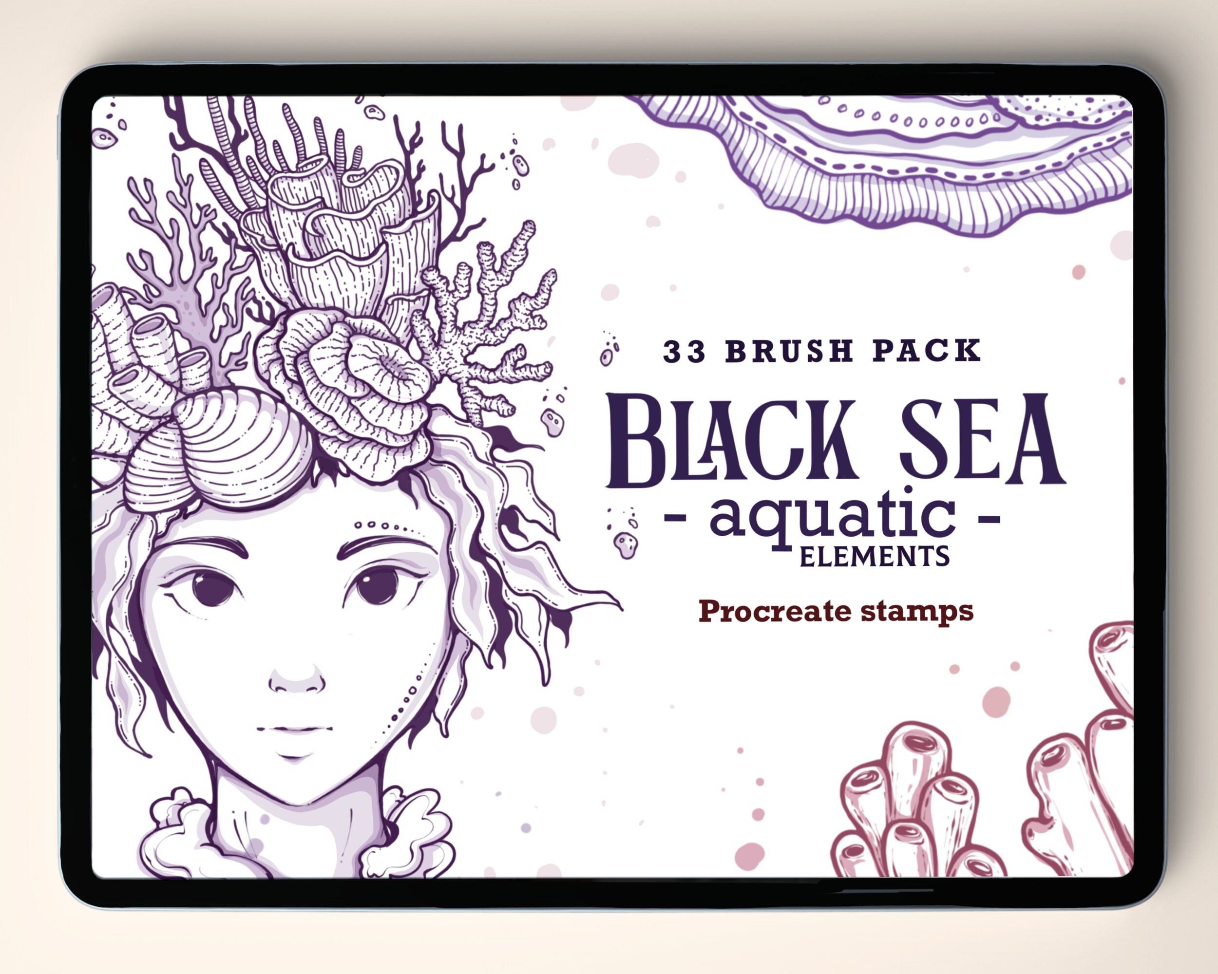 33 Tropical Aquatic Plant Procreate Stamp Brushes | Sea Plants Brush Set | Procreate Aquatic Element Brushes | Ocean Plant Procreate Stamps