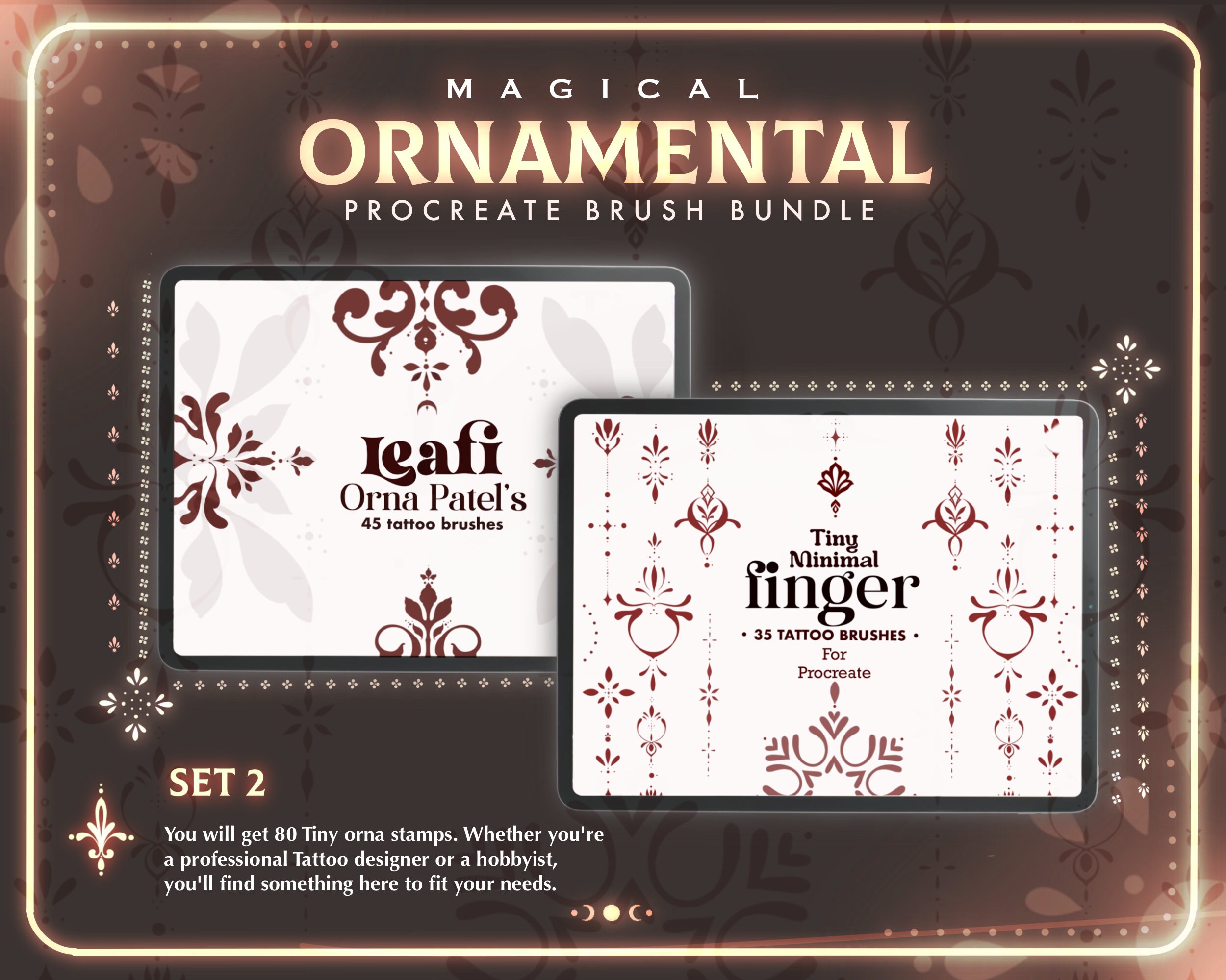 225 Ornaments Procreate Stamp Brushes | Minimalist Ornaments Brush Set ...
