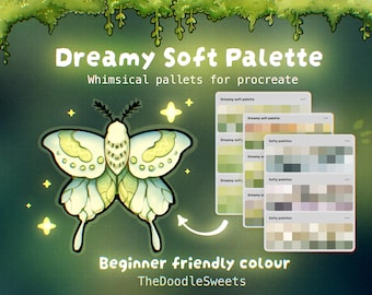 15 Dreamy Soft Swatches for Procreate , Beginner Pastel Colour Palette, Cute Anime Doodle Swatch Set