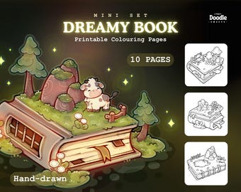 My Dreamy Book Garden Coloring Pages for Book lovers | 10 Cozy & Comfy Isometric Printable Coloring Book Pages