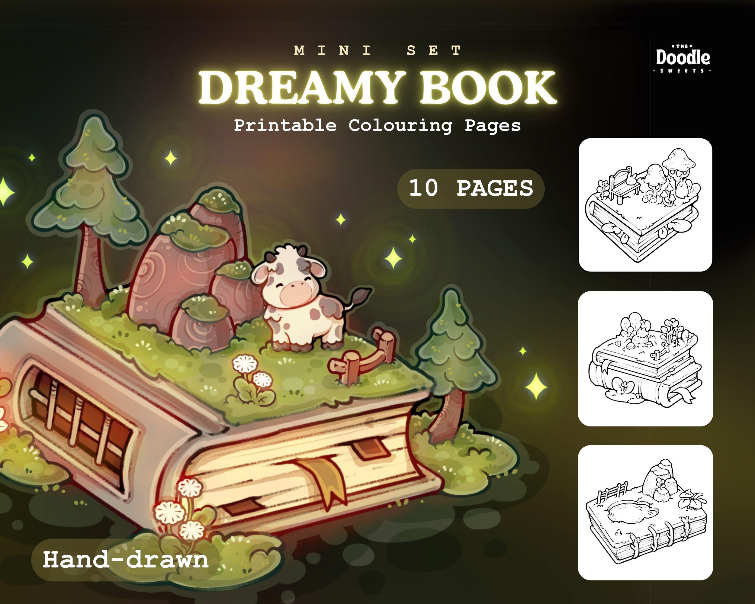 Páginas para colorear Jardín de Libros Soñado para amantes de la lectura – 10 diseños isométricos acogedores imprimibles