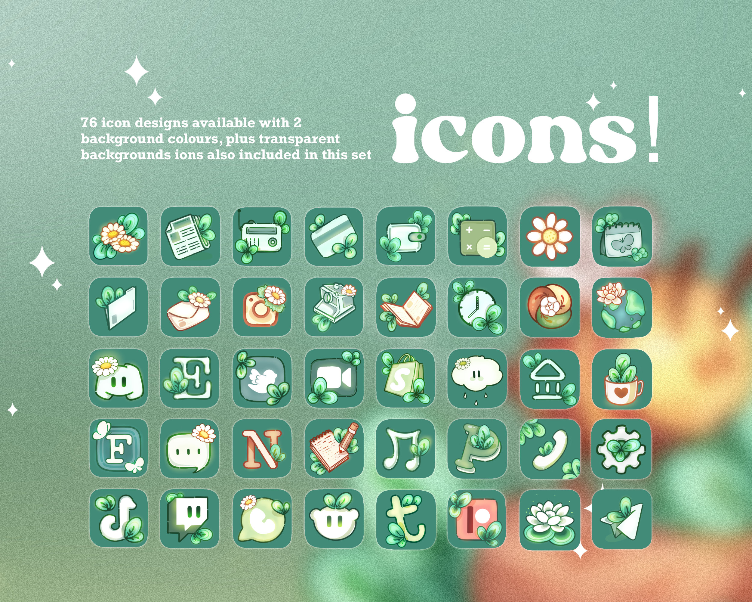 Mushroom & Bee App Icon Set | Cute Hand Drawn App Icon Widget Wallpaper ...