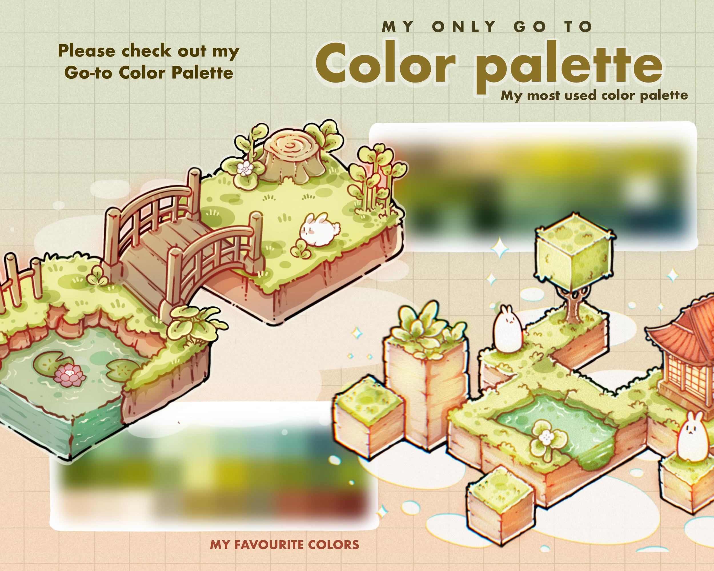Paleta de colores pastel para Procreate | Arte kawaii y mis tonos isométricos más usados