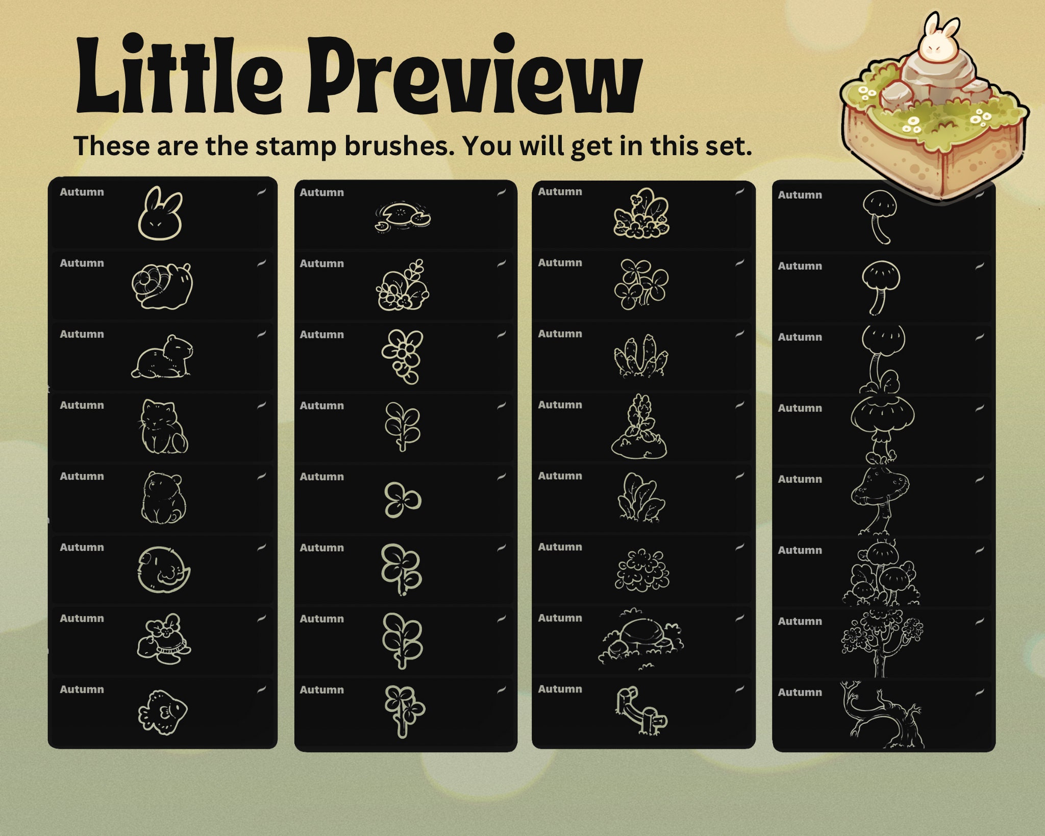 Isometric Autumn Procreate Stamp Brushes | Cute Isometric Zoo Procreate ...