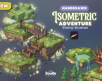 Isometric Adventure Stamp Brushes For Procreate - New dnd fantasy collection | Perfect for procreate beginners | handmade isometric brushes
