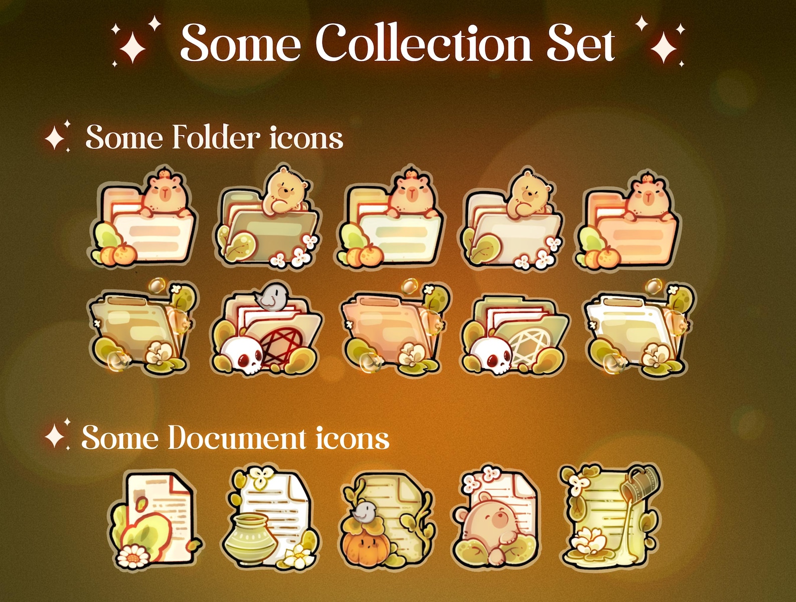 Cottagecore Folder Icon 120 Autumn Desktop Folder Organizer Icon Set | Cute Stationary File ...