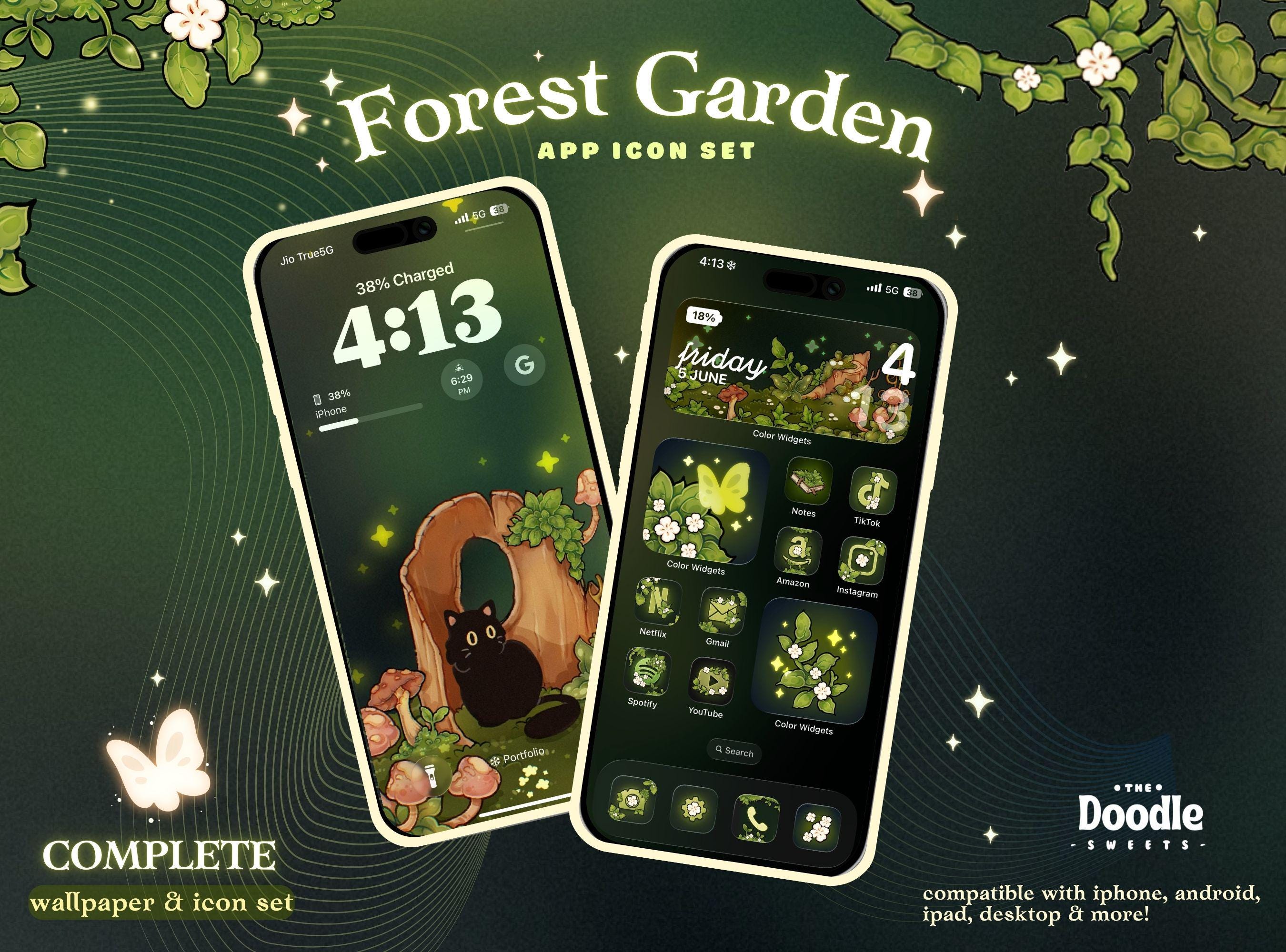 Forest Garden App Icon Set | Hand Drawn Mystical App Icon Widget Set ...