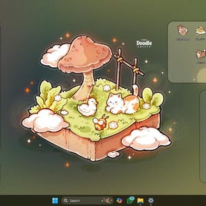 Dreamy Cats Desktop Theme Background Wallpaper Organizer Set | Lofi Garden Folder Icons Wallpaper Organizer | Kawai Desktop Organizer image 7