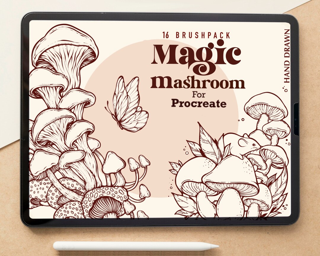 Magic Mushroom Procreate Stamp Brushes | Minimalist Mushroom Tattoo ...