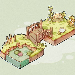 Isometric Kawaii Garden Procreate Stamp Brushes | Cute Isometric Zoo ...