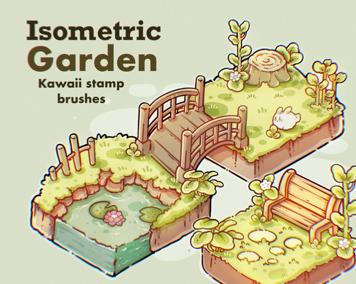 Isometric Kawaii Garden Procreate Stamp Brushes Cute - Etsy