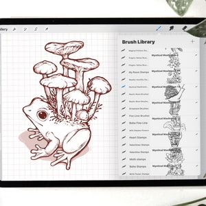 Magic Mushroom Procreate Stamp Brushes | Minimalist Mushroom Tattoo ...
