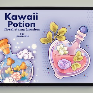 Kawaii Potion Floral Procreate Stamp Brushes | kawaii Procreate Brush  | Doodle Stamp Brush for Procreate | wildflower Doodle Brush set