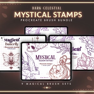 Dark Mystical Procreate Stamps Bundle | Procreate Mystic Tattoo Toolkit Stamp Brushes | Celestial Procreate Stencil Tattoo Brushes