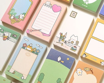 Cute White Cat Memo Pad Series | Cute Memo Pad, Kawaii Memo Pad, Cute Notepad, Kawaii Notepad, Bullet Journal, Journaling, Korean Stationery