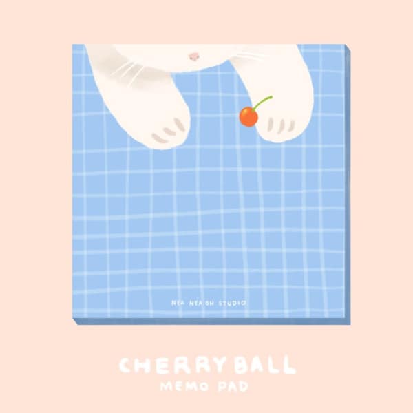Cherry Ball Cat Memo Pad | Cute Memo Pad, Kawaii Memo Pad, Cute Notepad, Kawaii Notepad, Bullet Journal, Journaling, Korean Stationery