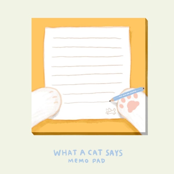 What a Cat Says Memo Pad | Cute Memo Pad, Kawaii Memo Pad, Cute Notepad, Kawaii Notepad, Bullet Journal, Journaling, Korean Stationery