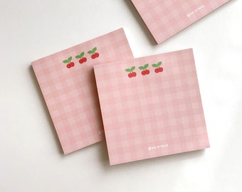 Cherry Memo Pad | Cute Memo Pad, Kawaii Memo Pad, Cute Notepad, Kawaii Notepad, Bullet Journal, Journaling, Scrapbooking, Korean Stationery