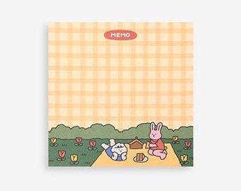 Flower Picnic Memo Pad | Cute Memo Pad, Kawaii Memo Pad, Cute Notepad, Kawaii Notepad, Bullet Journal, Journaling, Korean Stationery, Cute