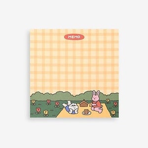 Flower Picnic Memo Pad Cute Memo Pad, Kawaii Memo Pad, Cute Notepad, Kawaii Notepad, Bullet Journal, Journaling, Korean Stationery, Cute image 1