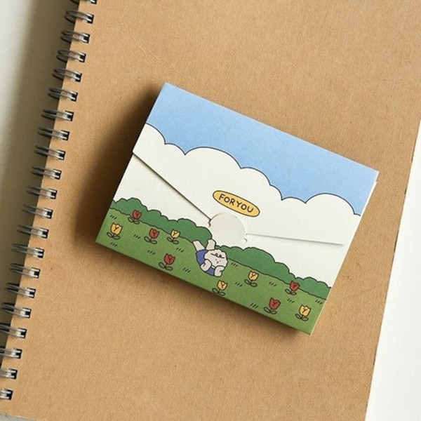 Tulip Garden Mini Folding Card Set | Cute Card Set, Kawaii Card Set, Cute Greeting Card Set, Kawaii Mini Card Set, Korean Stationery Set