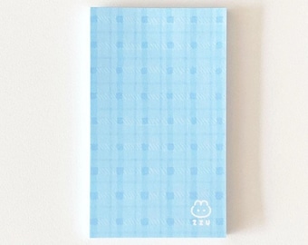 Blue Check Pattern Memo Pad | Cute Memo Pad, Kawaii Memo Pad, Cute Notepad, Kawaii Notepad, Bullet Journal, Journaling, Scrapbooking, Korea