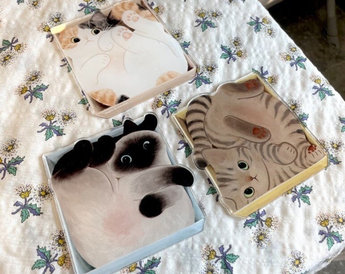 Box Lover Cat Coaster Series Cute Cat Acrylic Coasters, Kawaii Housewarming Gift, Home Decor