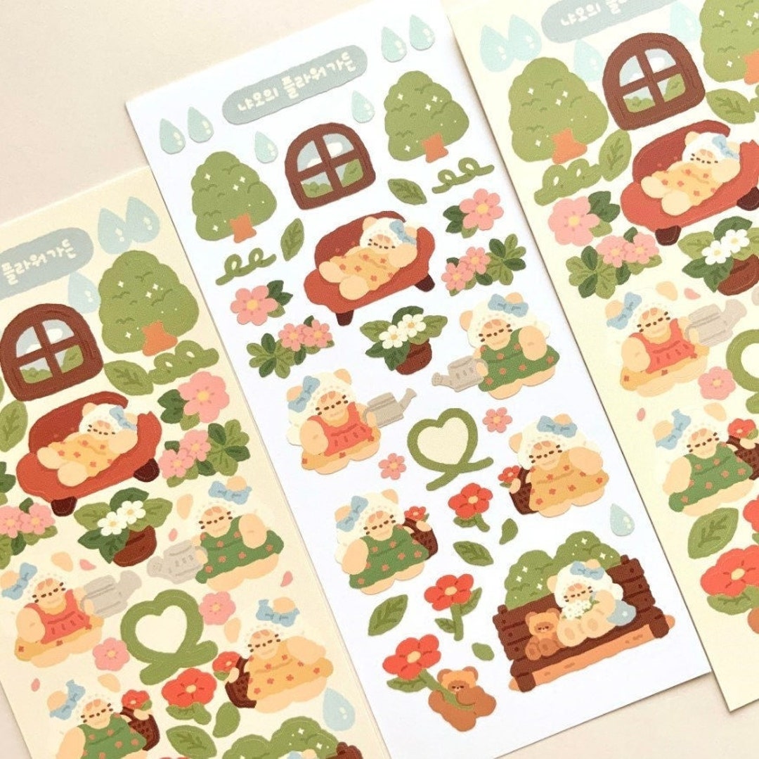 Cat's Flower Garden Sticker Sheet | Cute Sticker Sheet, Bullet Journal ...
