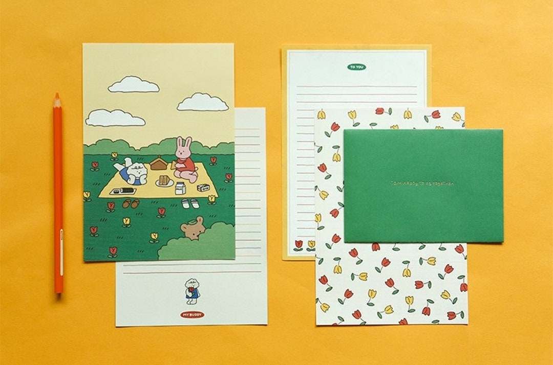 Picnic Letter Set Cute Letter Set Kawaii Letter Set Cute Etsy