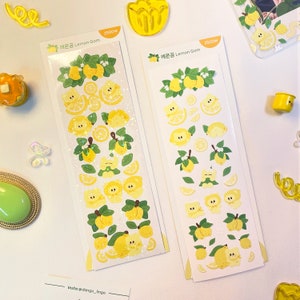 Lemon Bear Sticker Sheet | Cute Bear Sticker Sheet, Bullet Journal Stickers, Planner Stickers, Journal Stickers, Kawaii Stickers, Korea
