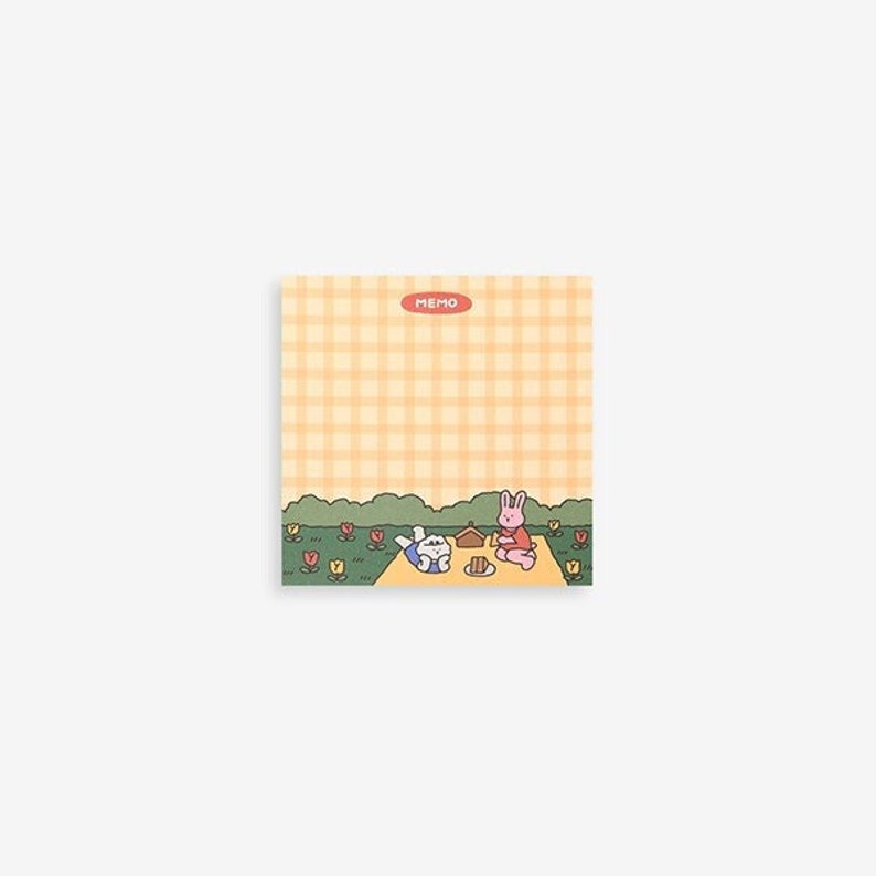 Flower Picnic Memo Pad Cute Memo Pad, Kawaii Memo Pad, Cute Notepad, Kawaii Notepad, Bullet Journal, Journaling, Korean Stationery, Cute image 1