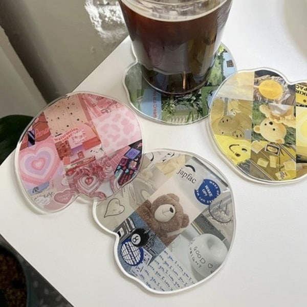 Kitsch Mood Coaster Series | Cute Acrylic Coasters, Kawaii Housewarming Gift, Home Decor, Desk Accessories, Office Decor, Korean Stationery