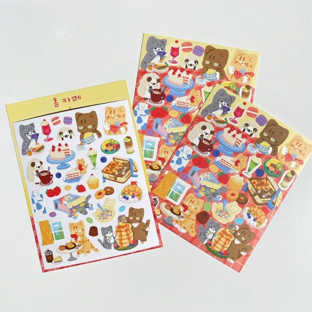Home Cafe Sticker Sheet Cute Cat Sticker Sheet, Bullet Journal Stickers ...