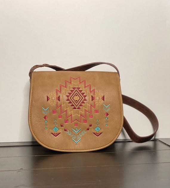 Catchfly Kristan Aztec Embroidery Crossbody purse 