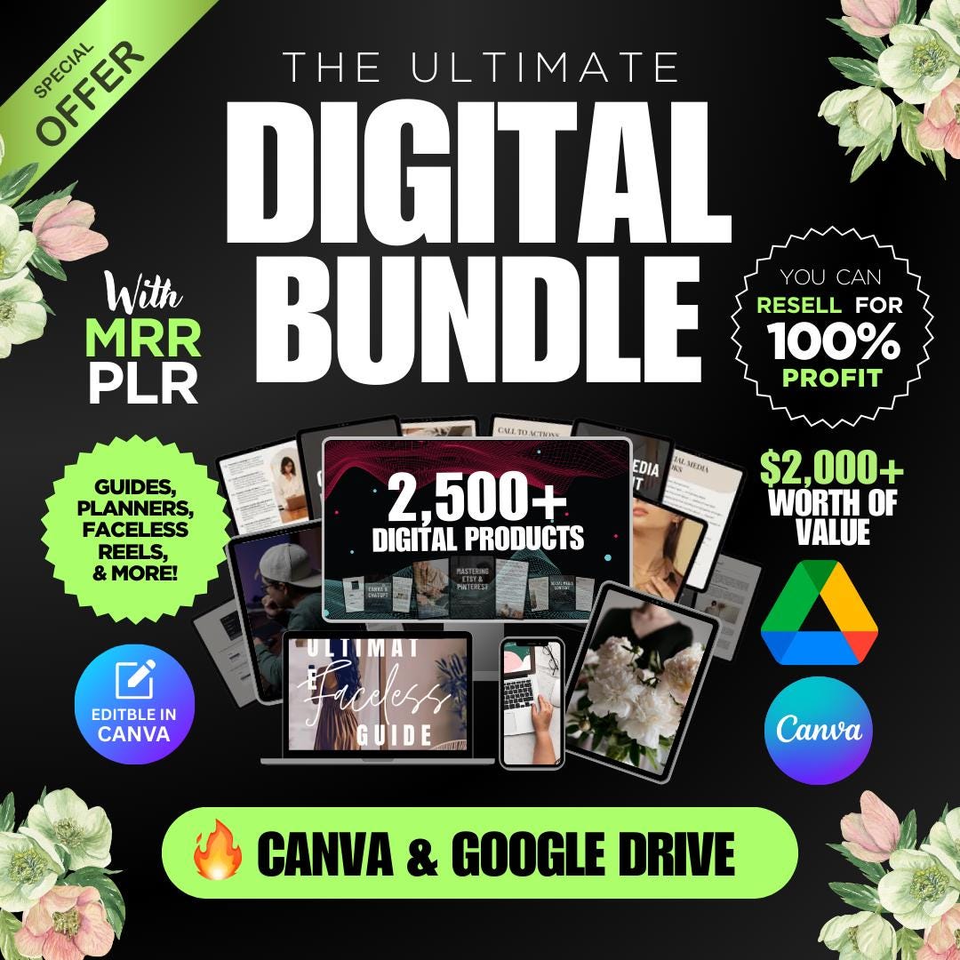 2500+ PLR MRR Digital Product Mega Bundle | DFY Planners, Journals ...